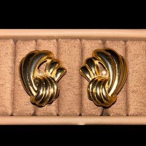 Vintage Givenchy Gold Knot Scroll Clip-On Earrings